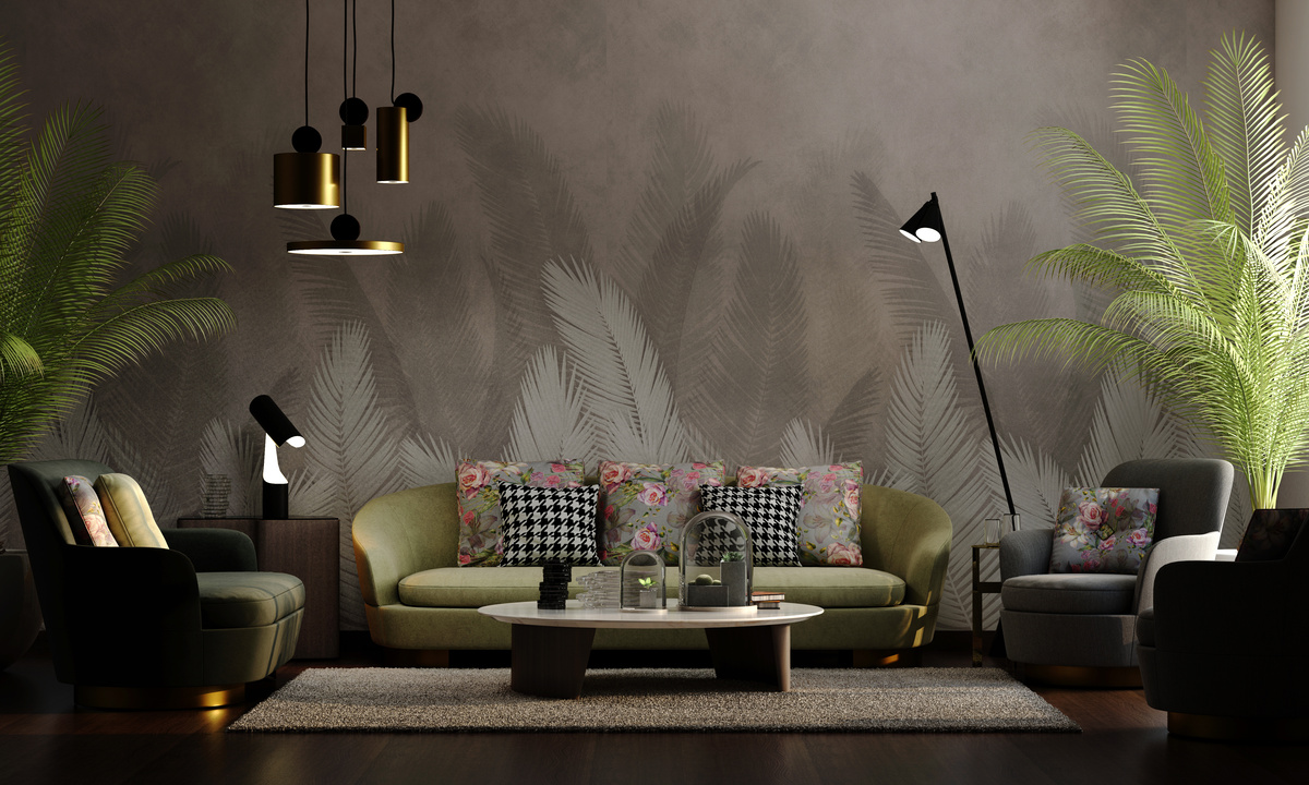 Modern living room design and wallpaper decoration made by painters london